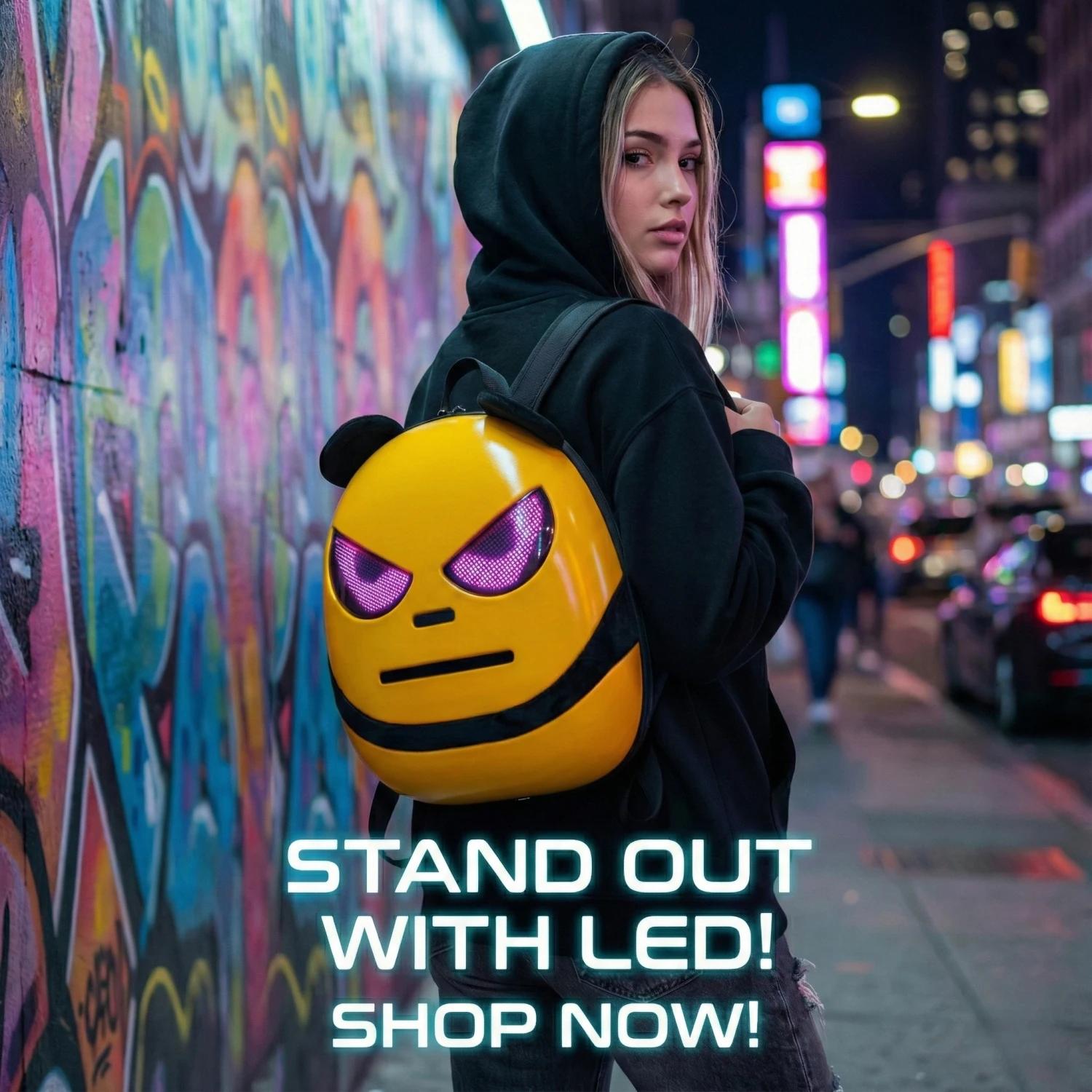 Sac à dos LED intelligent avec écran Programmable, affichage Pixel Art, coque rigide, sac de voyage 
