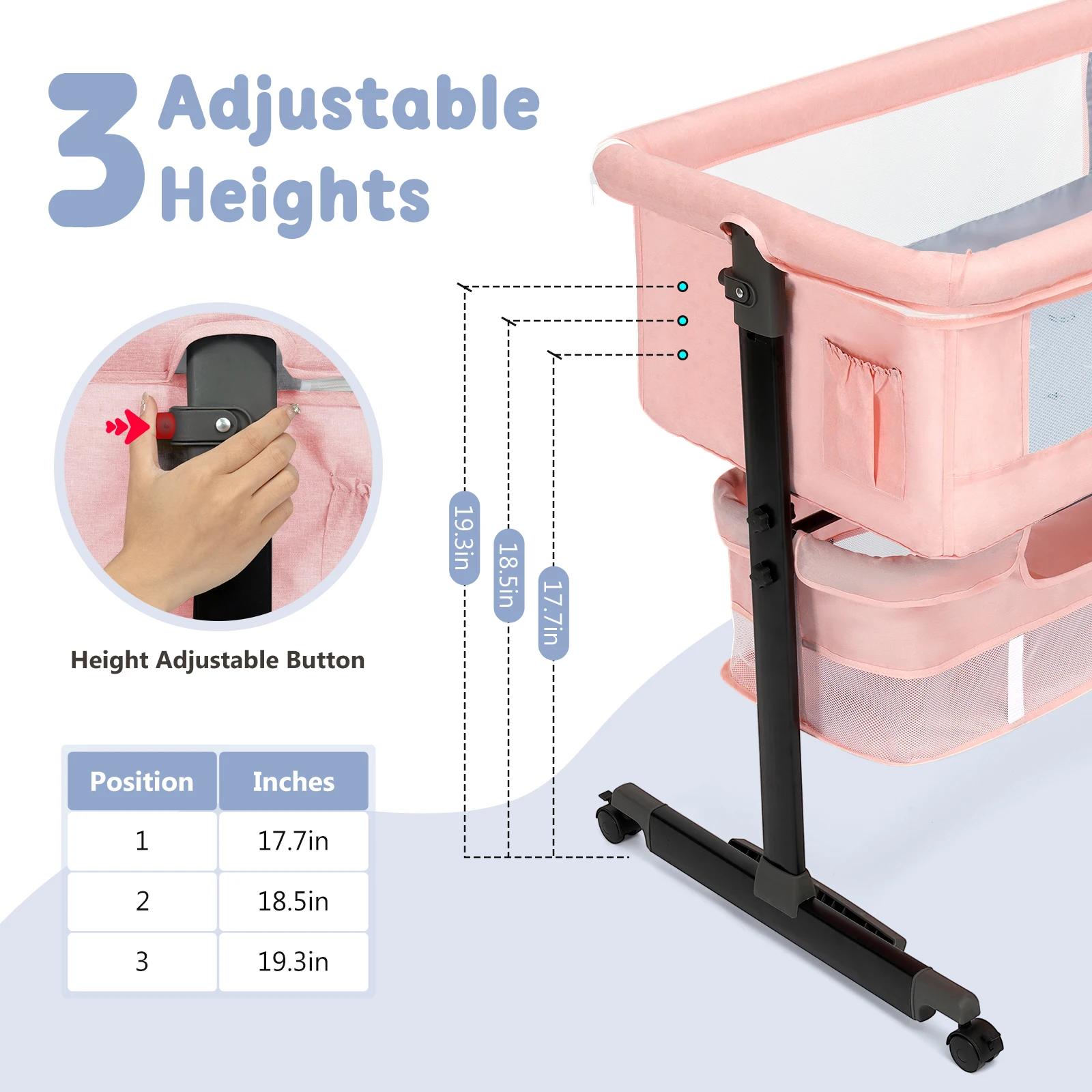 Lit d'appoint pliable pour bébé Kmaier avec panier de rangement et maille respirante