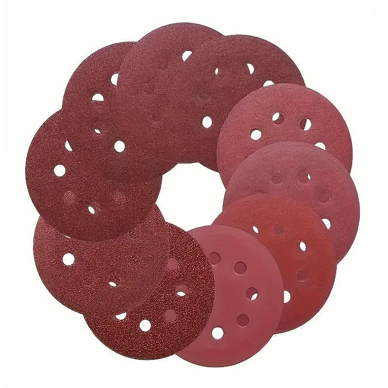 100 pièces de papier de verre de 5 pouces à 8 trous - grain 60/80/100/150/180/240/320/400/600/800/10