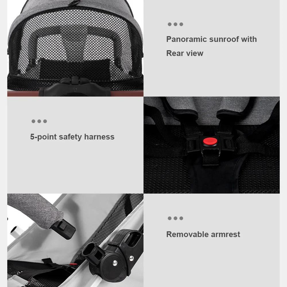 Poussette bébé pliable à une touche, 4 roues, légère, pour voyage, avec siège inclinable à plat, pli