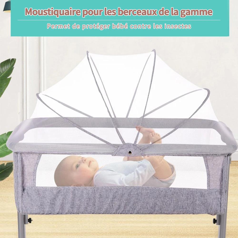 Lit Bébé, Berceau Cododo avec Matelas, Lit d'Appoint pour Bébé, Hauteur Réglable, Inclinable, Compat