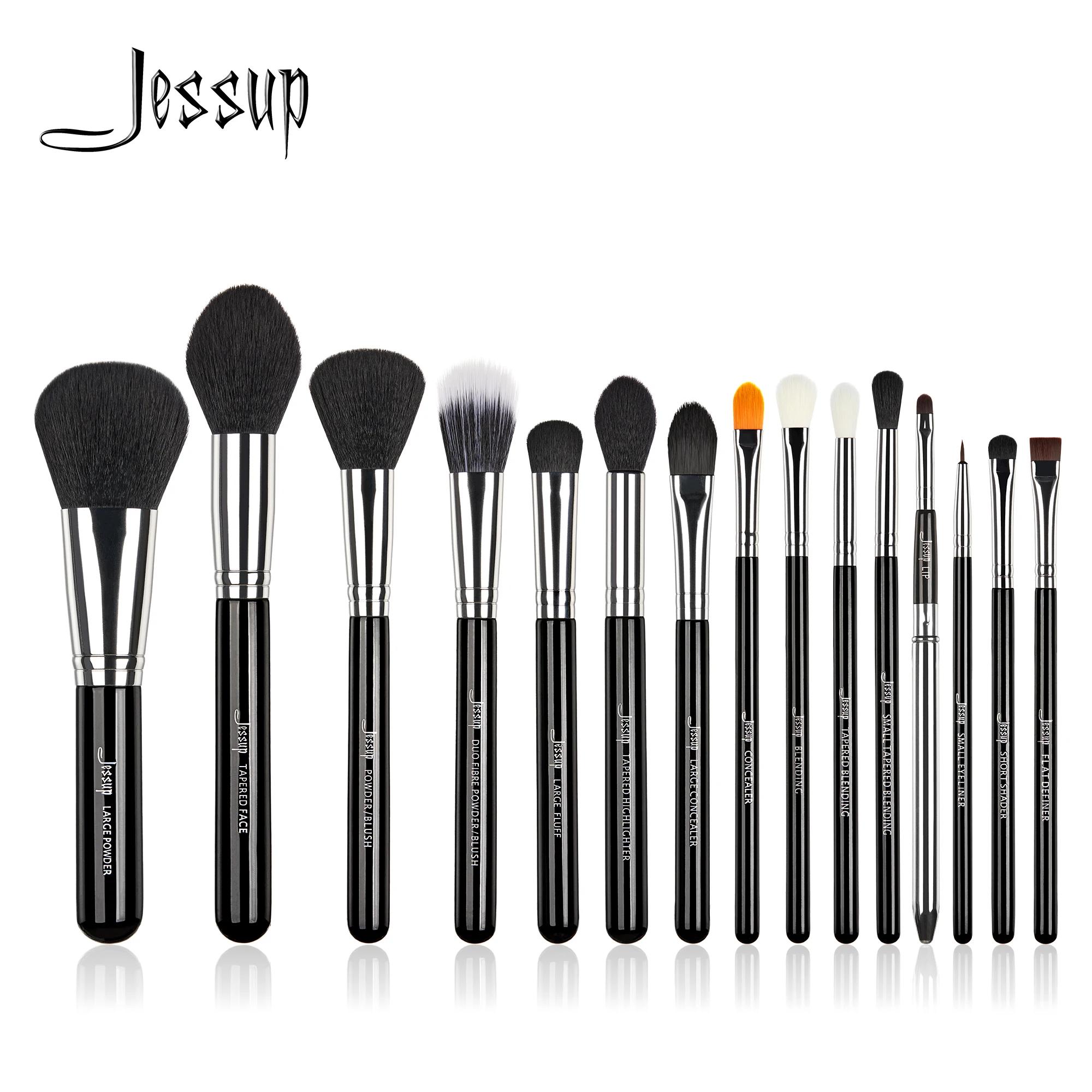 Jessup – ensemble de pinceaux de maquillage professionnels, 15 pièces, poudre de maquillage, fond de