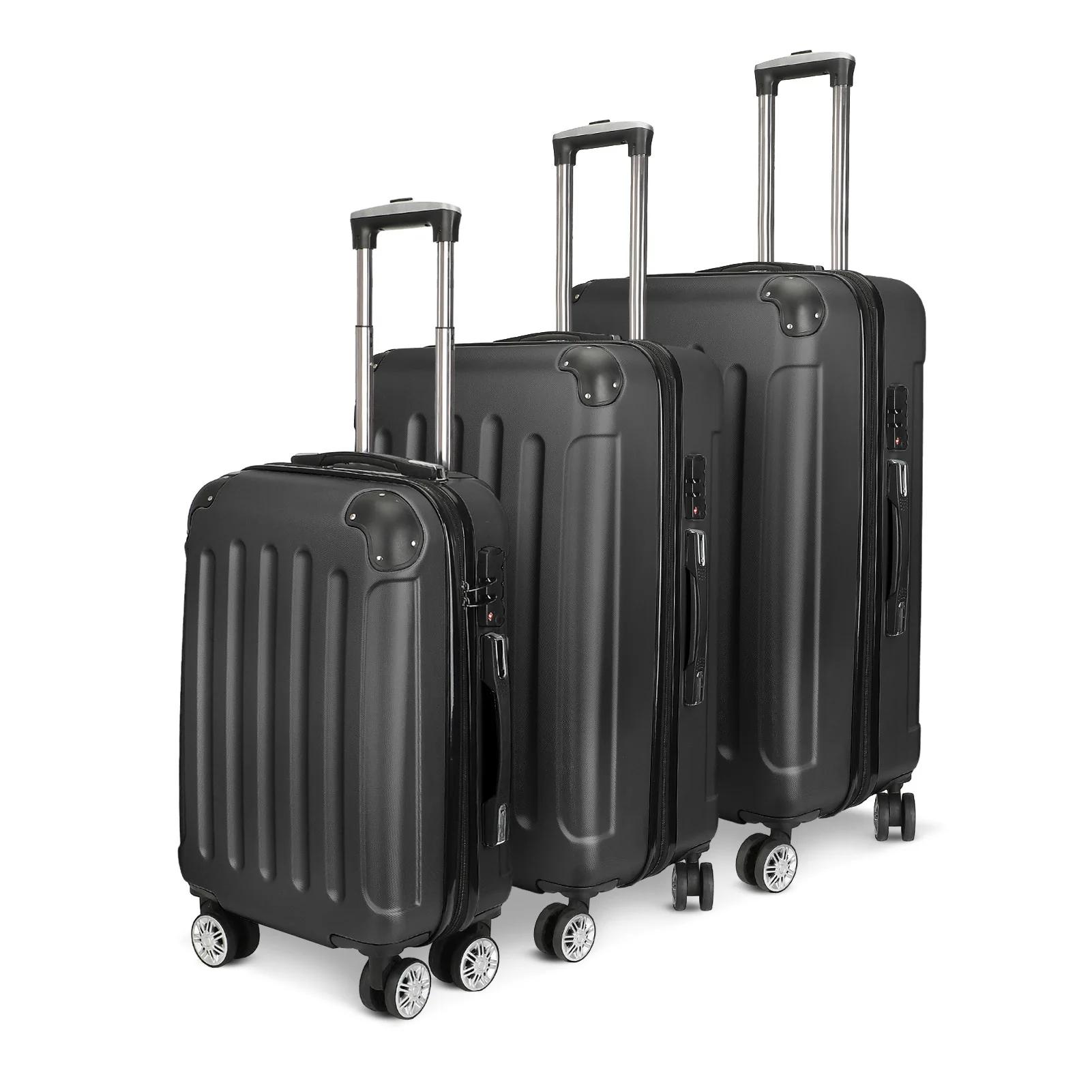 Superaly Ensemble de bagages noir 3 pièces, avec serrure à code, ensemble de valises en ABS, avec ro
