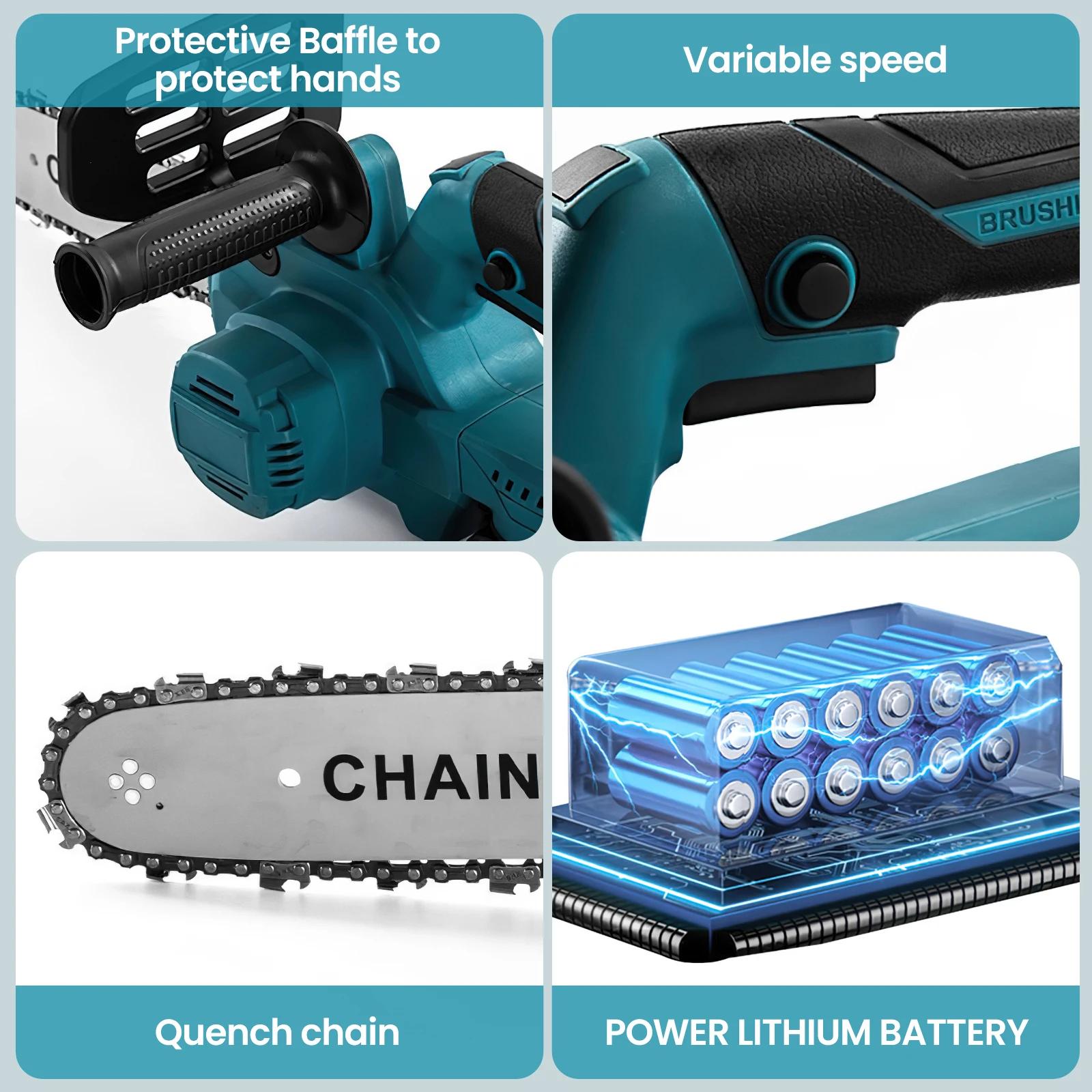 Scie à chaîne électrique sans balais de 12 pouces, 1500 W, 8000 tr/min, scie à chaîne sans fil porta