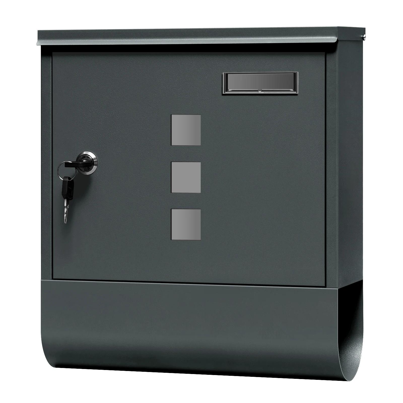 WOLTU – boîte aux lettres moderne Anthracite, avec porte-journaux, fenêtre transparente, étiquette n