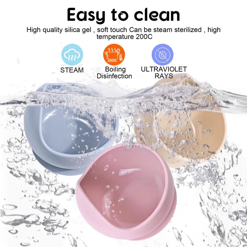 Bol à ventouse en Silicone, vaisselle d'alimentation pour nourrissons et jeunes, apprendre à manger 