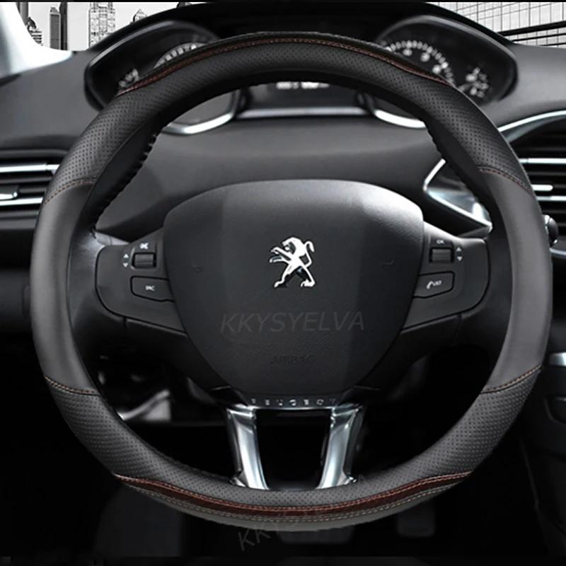 Housse de volant de voiture en Fiber de carbone + cuir, pour Peugeot 208 2012 ~ 2018 Peugeot 308 201