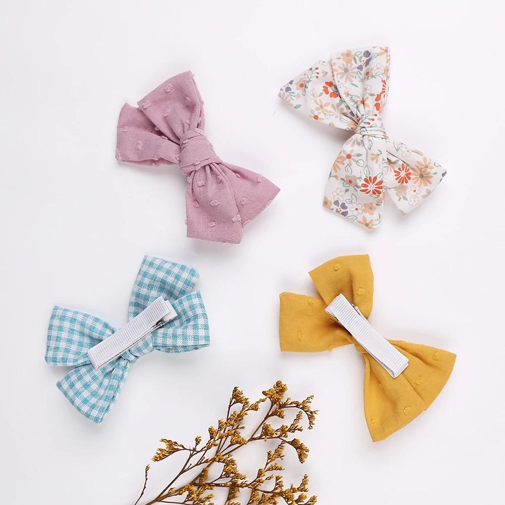 Pinces à cheveux avec nœud papillon imprimé léopard, Barrettes en dentelle de coton et lin pour bébé
