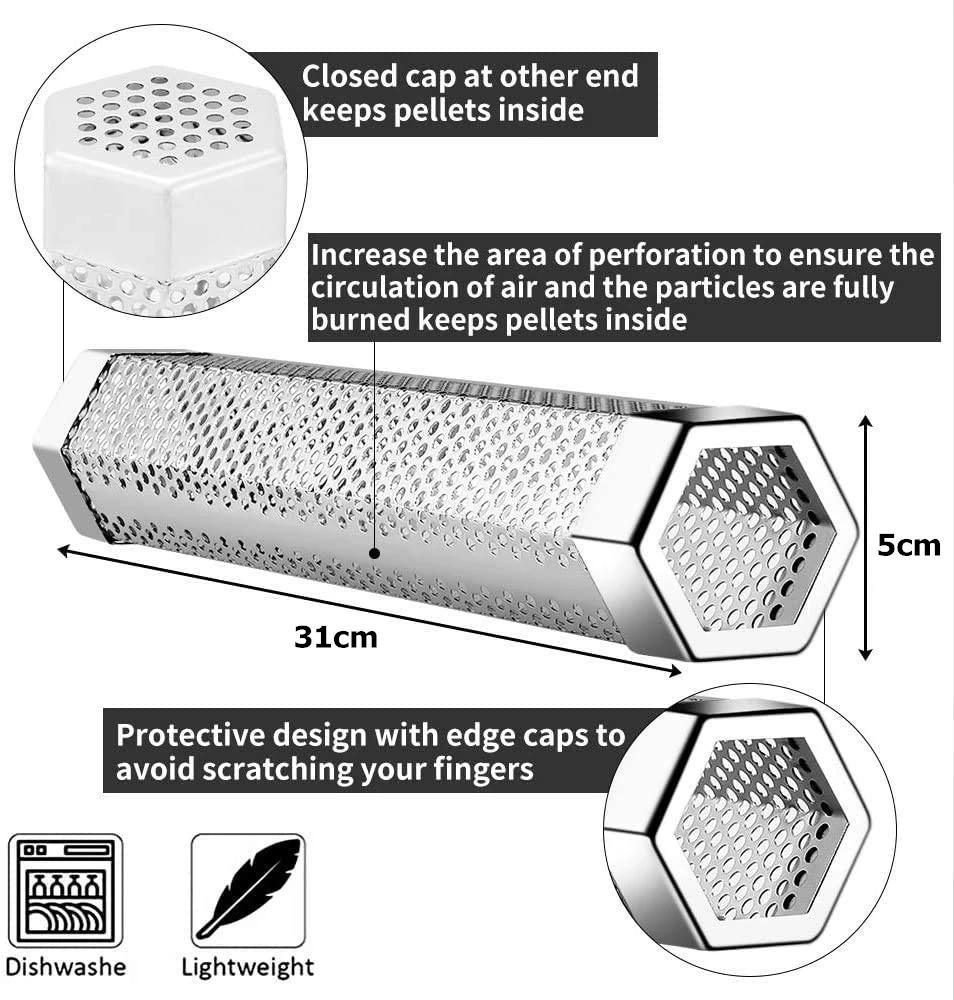 LMETJMA – fumoir à granulés en acier inoxydable, 12 pouces, pour fumer à froid ou à chaud, fonctionn