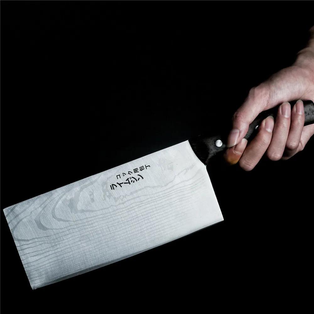 Couteau japonais en acier inoxydable, couteau de cuisine de Chef à motif damas, outil avec manche en