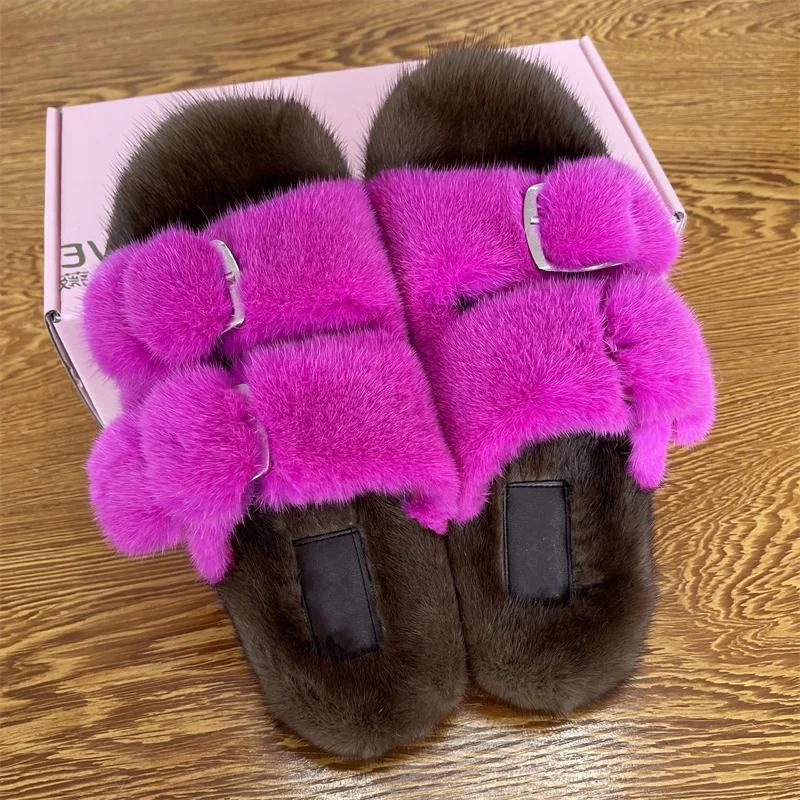 Pantoufles de luxe de styliste pour femmes, chaussures d'hiver à la mode européenne, pantoufles pour