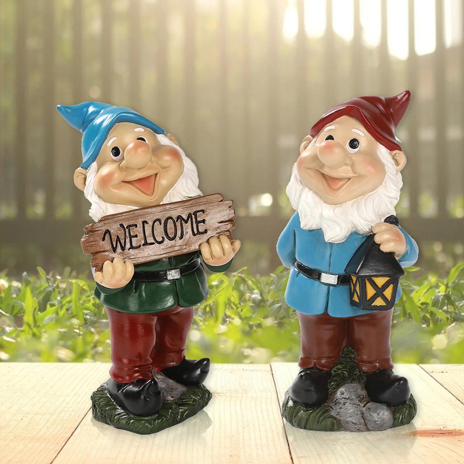 Statue de Gnome de jardin en résine drôle, Figurines de nains coquins de dessin animé, petites Sculp