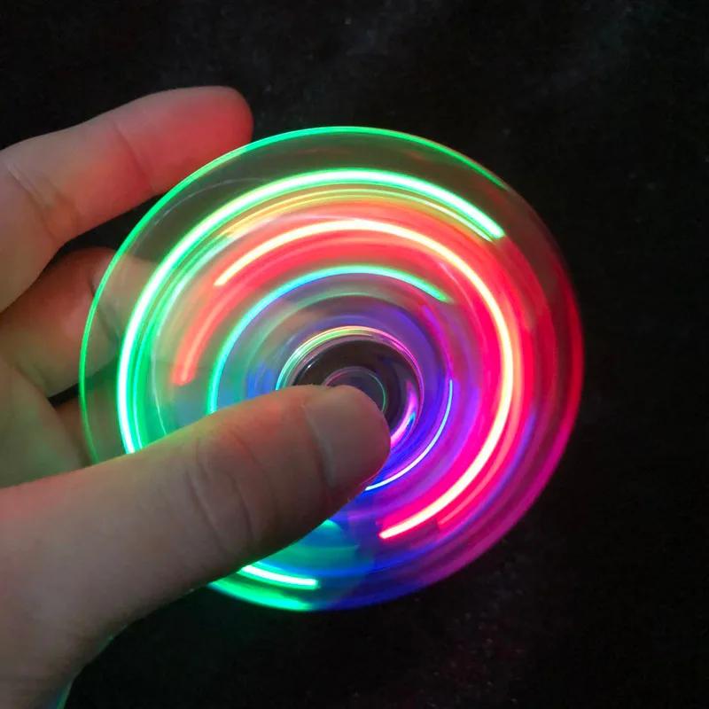 Spinner à main Crystal Shoous avec lumière LED pour enfants, Spinner Fidget, Glow in Dark, EDC Straw