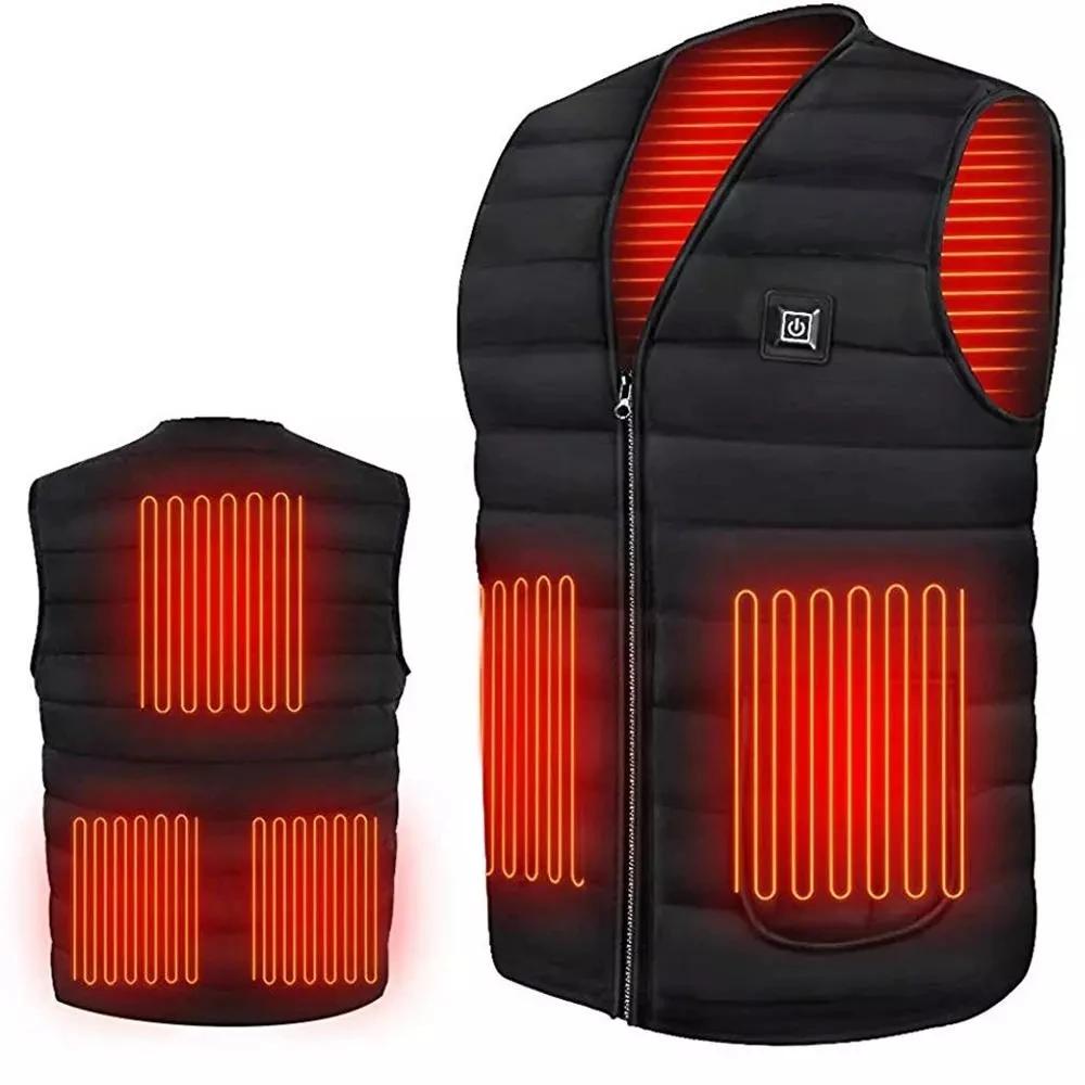 Hommes automne hiver chauffage intelligent coton gilet 9 zones chauffé col en V gilet femmes en plei
