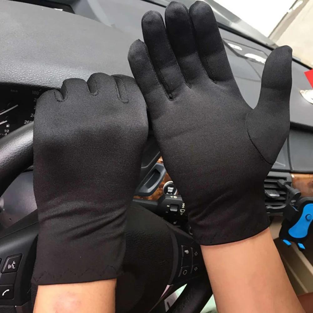 1 paire printemps été gants en Spandex noir blanc étiquette mince gants extensibles danse serré blan