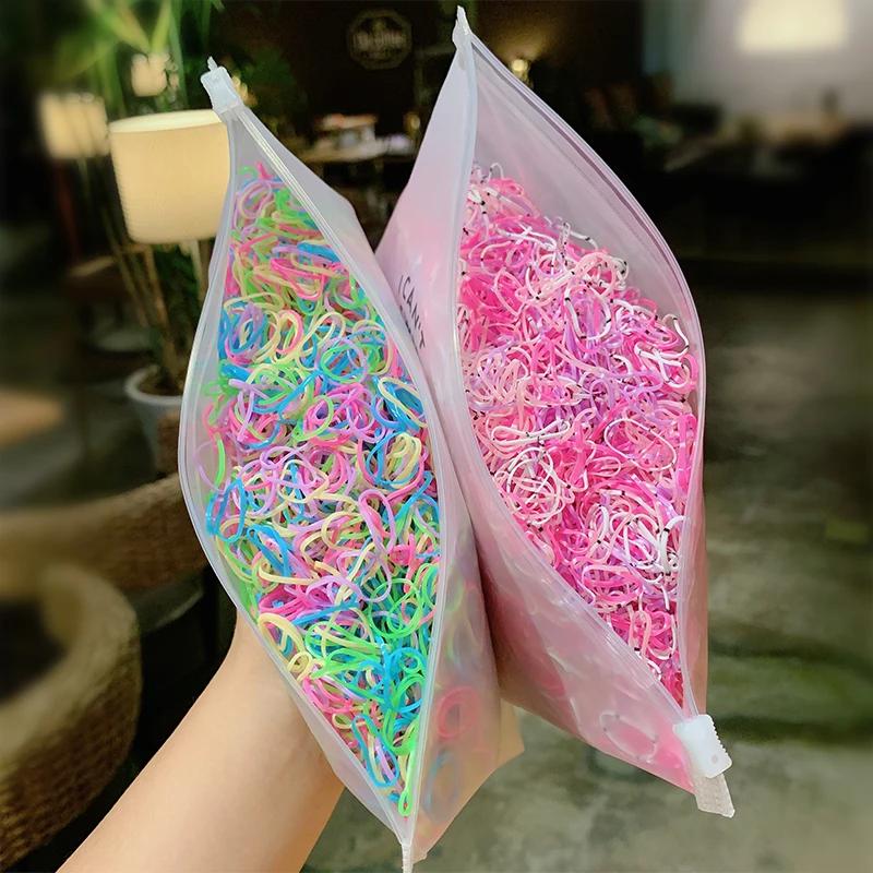 Lot de 1000 élastiques colorés jetables pour filles, petits élastiques à cheveux pour queue de cheva