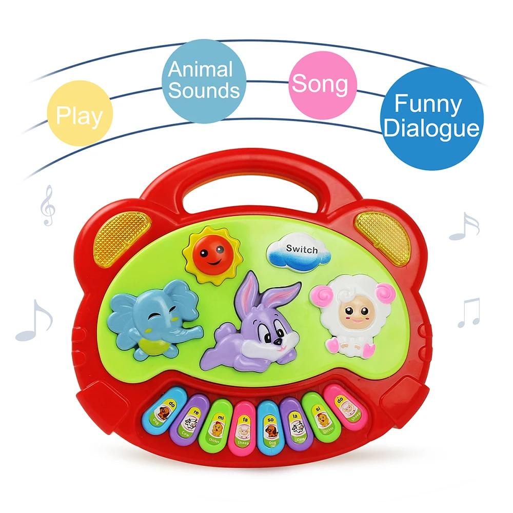 Jeu de clavier de Piano de dessin animé pour enfants, avec sons d'animaux, lumière clignotante, Inst