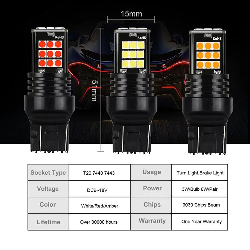 NLpearl-Clignotant automatique, 2x lampe de signalisation de voiture, ampoule LED, 7440, 24SMD, T20,