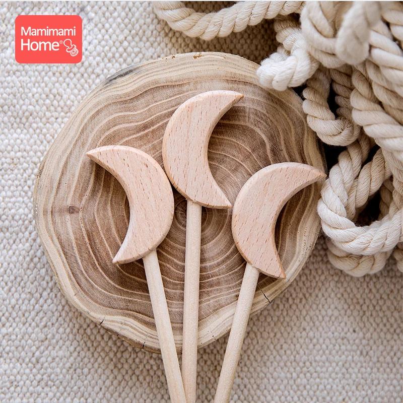 TeWindsor-Jouets en bois pour bébés, 50 pièces, en hêtre, étoile à ronger, bricolage, bâtons magique