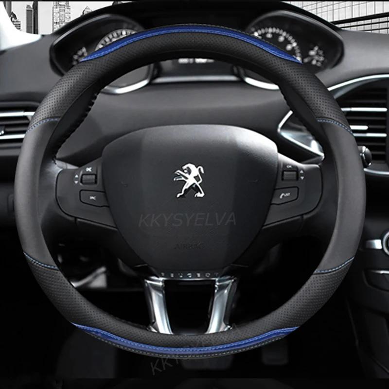Housse de volant de voiture en Fiber de carbone + cuir, pour Peugeot 208 2012 ~ 2018 Peugeot 308 201