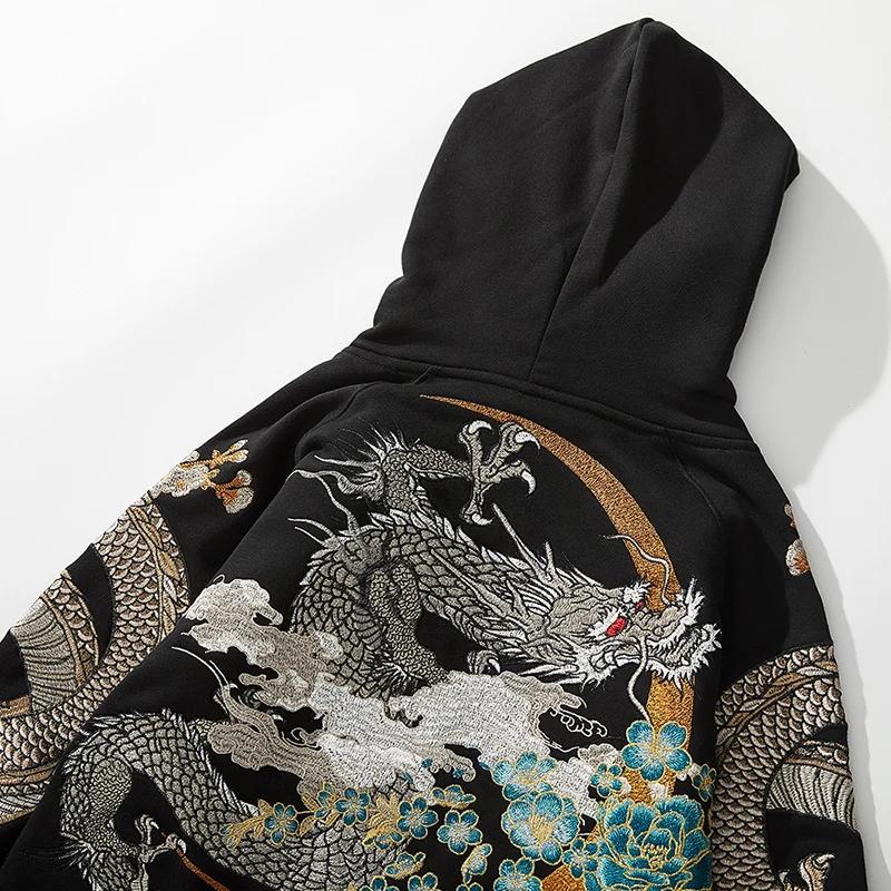 Makuluya sweats à capuche Yokosuka Dragon noir Phoenix Suzaku motif brodé pull Sakura
