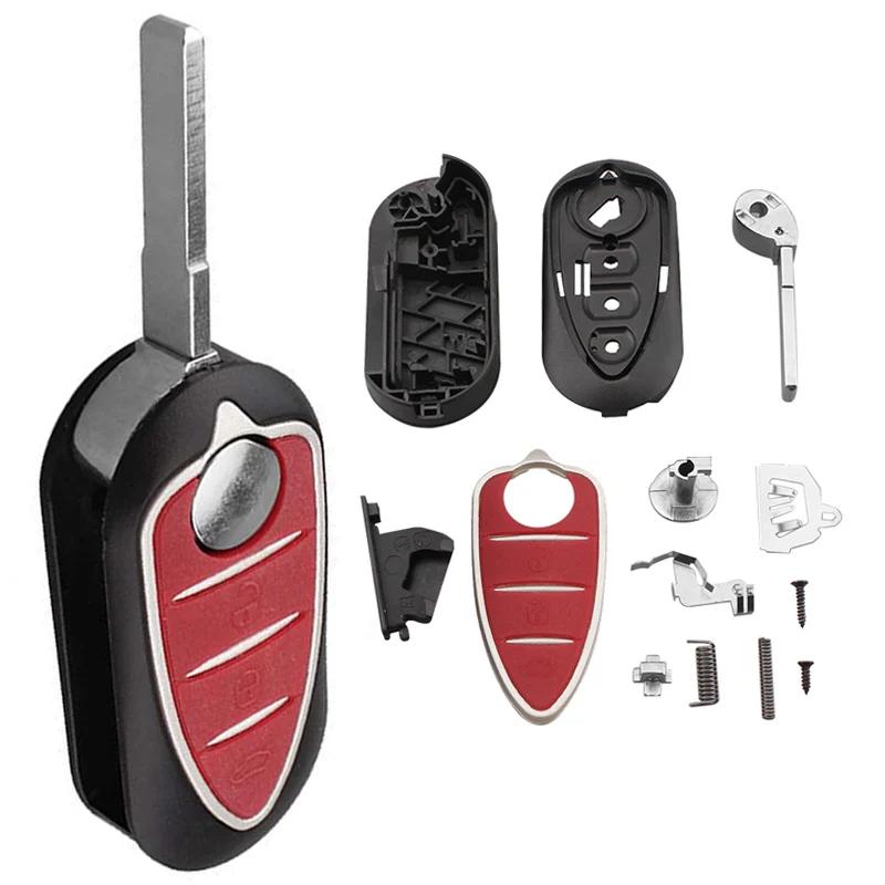 Coque de clé de voiture à distance à 3 boutons, lame non coupée, étui pliable pour clé de voiture, a