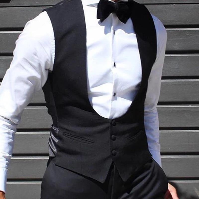 Gilet noir pour hommes, pour marié de mariage, une pièce, costume ajusté, couleur unie, manteau à la