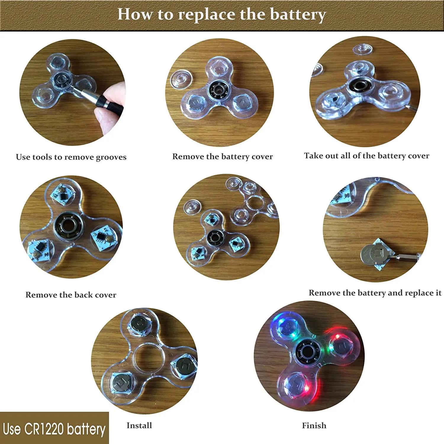 Spinner à main Crystal Shoous avec lumière LED pour enfants, Spinner Fidget, Glow in Dark, EDC Straw