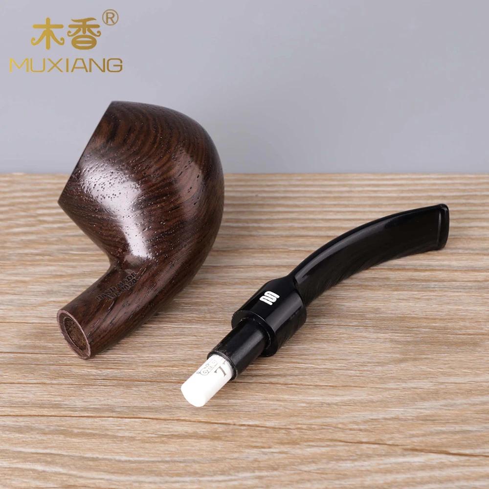 Pipe en bois d'ébène de style classique avec embout buccal en acrylique courbé, adaptée aux filtres 