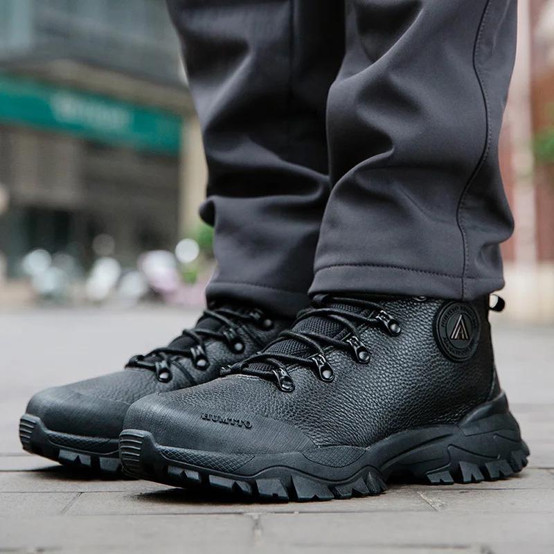 HUMTTO-Chaussures de Randonnée Respirantes pour Homme, Bottes en Cuir Imperméables pour l'Extérieur,