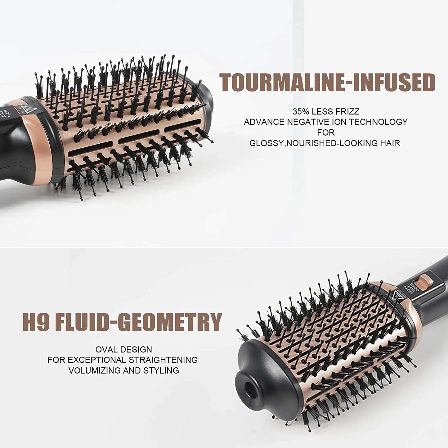 Sèche-cheveux et volumateur en une seule étape, brosse à air chaud professionnelle, lisseur et boucl