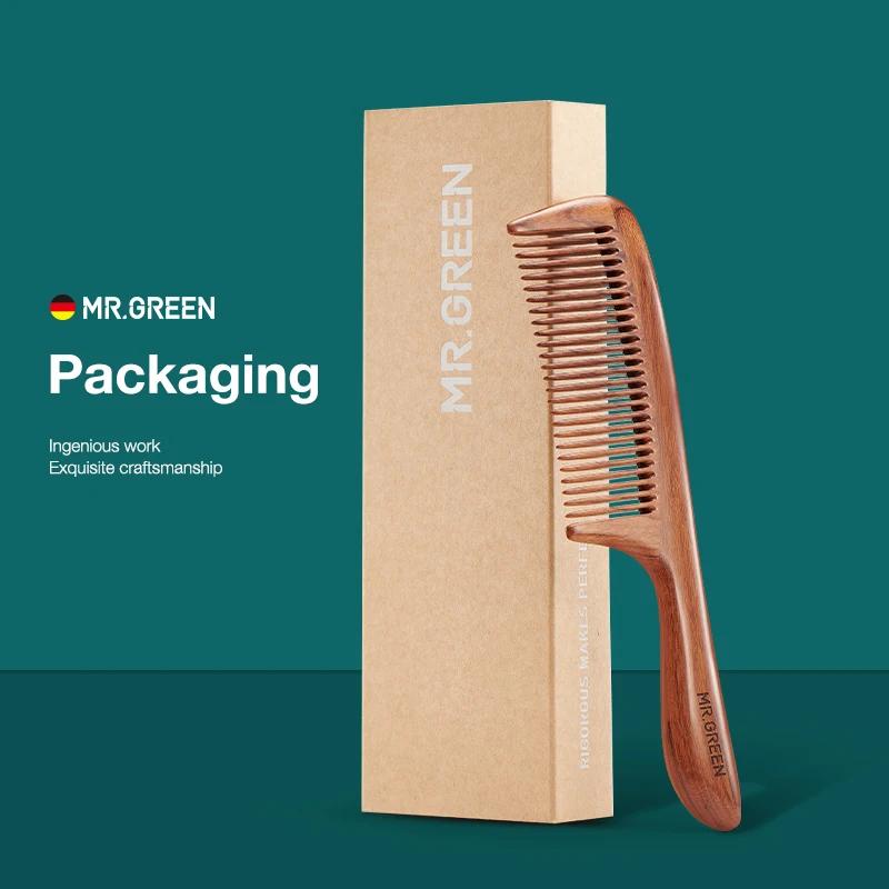 MR.GREEN – peigne à cheveux en bois naturel, Structure d'épissure, brosse à dents fines, antistatiqu