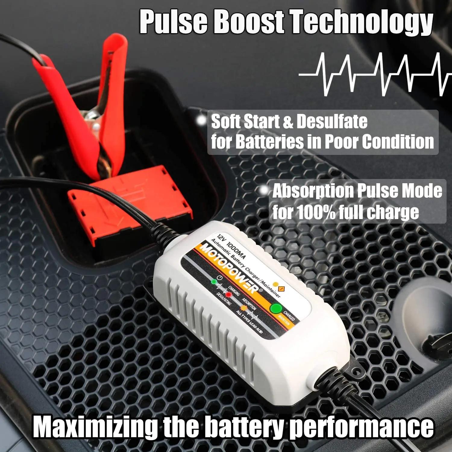 MOTOPOWER MP00205B Chargeur/maintien de batterie entièrement automatique 12 V 1000 mA