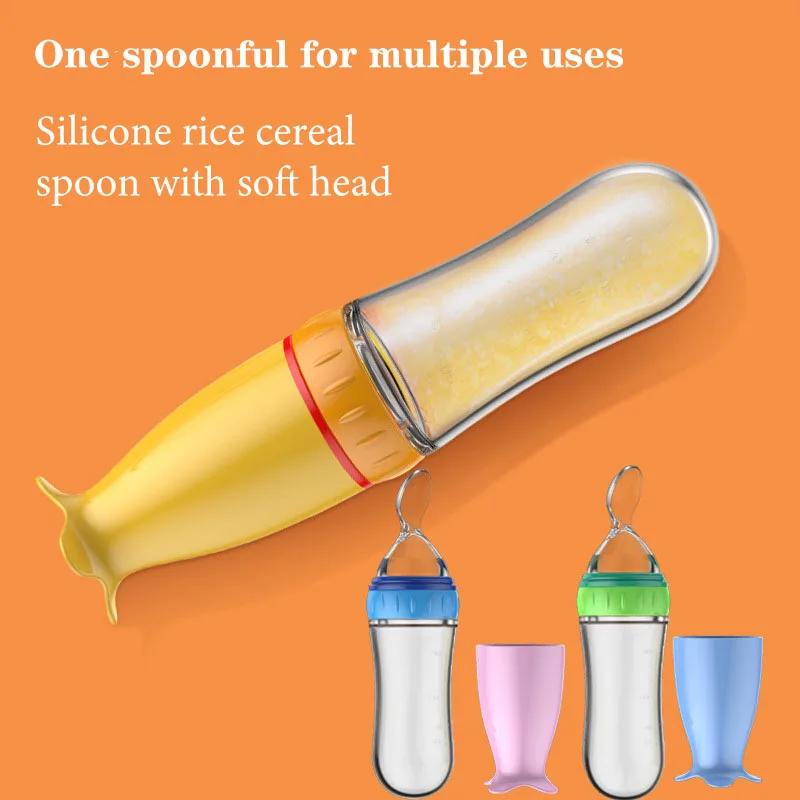 BiSantos en silicone sûr et utile avec cuillère, complément alimentaire, riz, céréales, cuillère à p