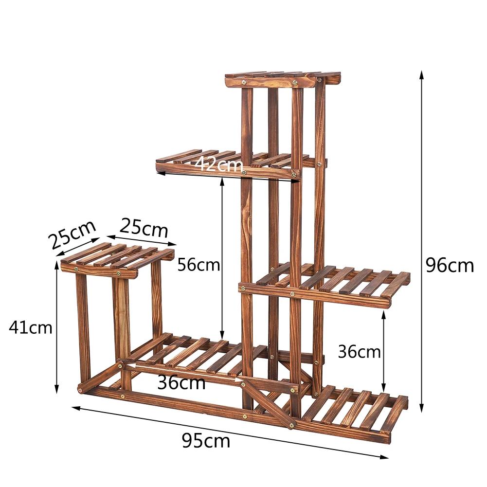 Présentoir de plantes en bois à 6 niveaux, étagère à fleurs, pots de jardinière, étagères T1, présen