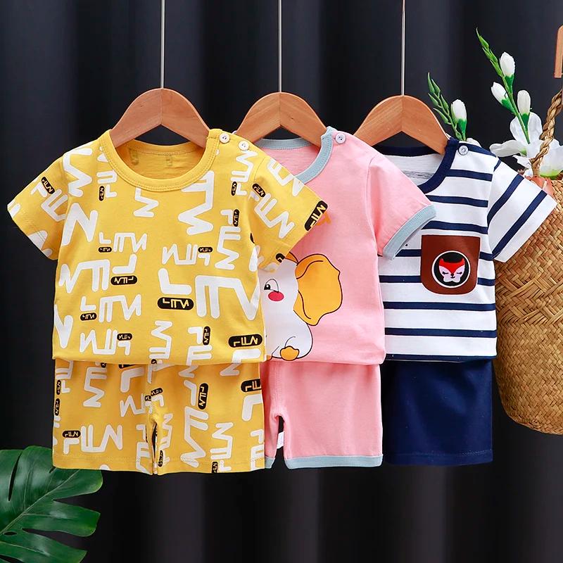 Ensemble de vêtements pour enfants bébé garçon/fille T-Shirt + short vêtements d'été coton dessin an