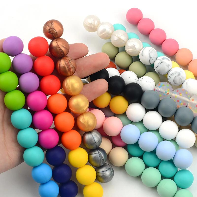 LOFCA – anneau de dentition en Silicone, 15mm, 20 pièces/lot, perles rondes de dentition pour bébé, 