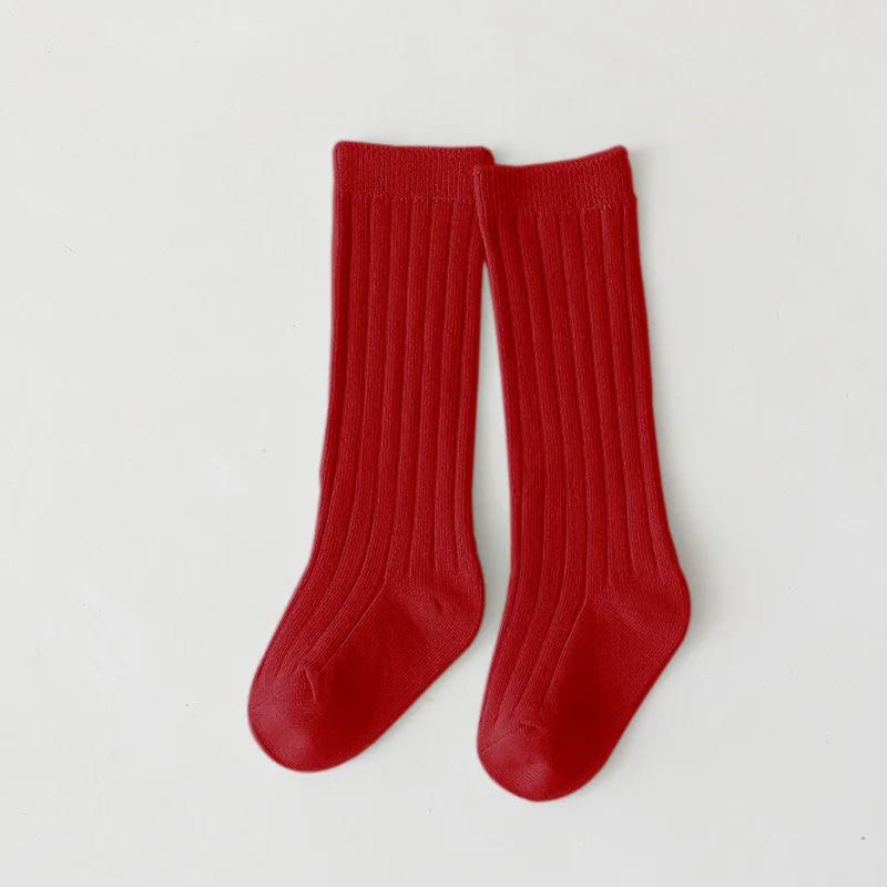 Chaussettes hautes et longues pour bébés garçons et filles, en coton, respirantes, à rayures, douces