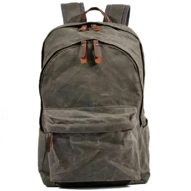 Sacs à dos en toile de cire d'huile imperméables pour hommes et femmes, sacs à dos vintage unisexes,