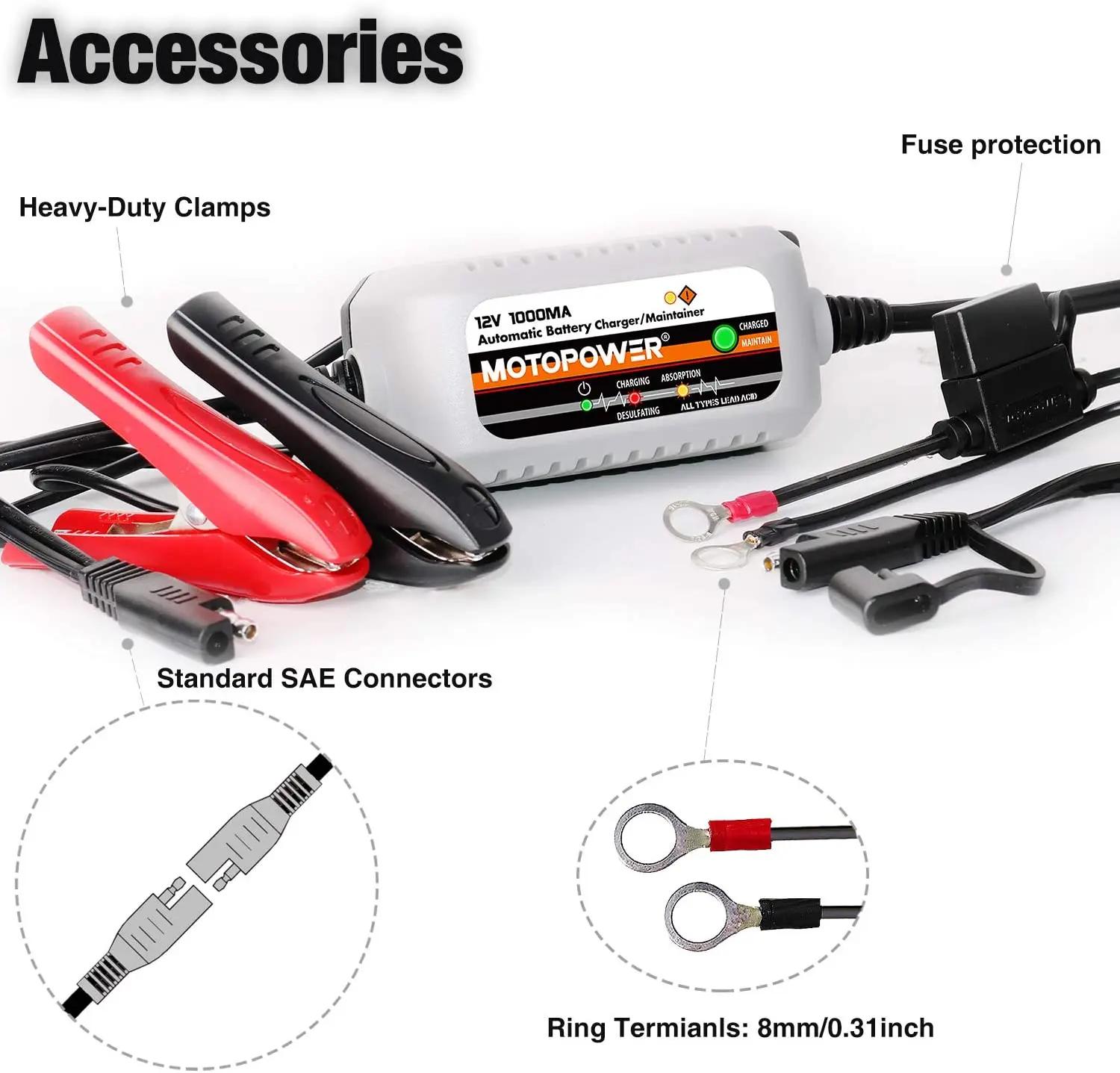 MOTOPOWER MP00205B Chargeur/maintien de batterie entièrement automatique 12 V 1000 mA