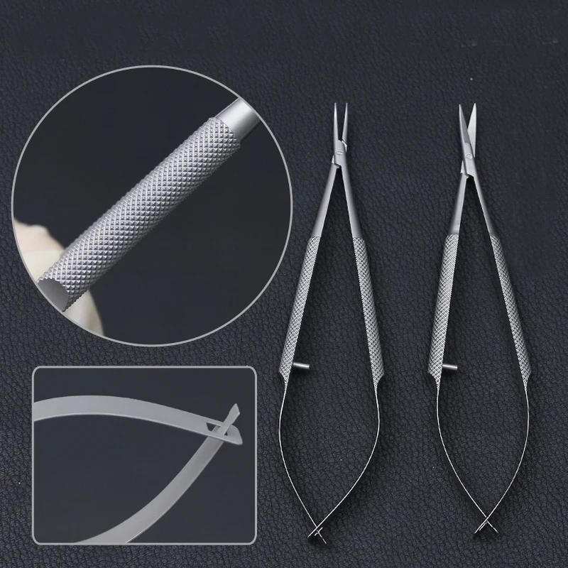 Nouveau 4 pièces/ensemble instruments microchirurgicaux ophtalmiques 12.5cm ciseaux + porte-aiguille