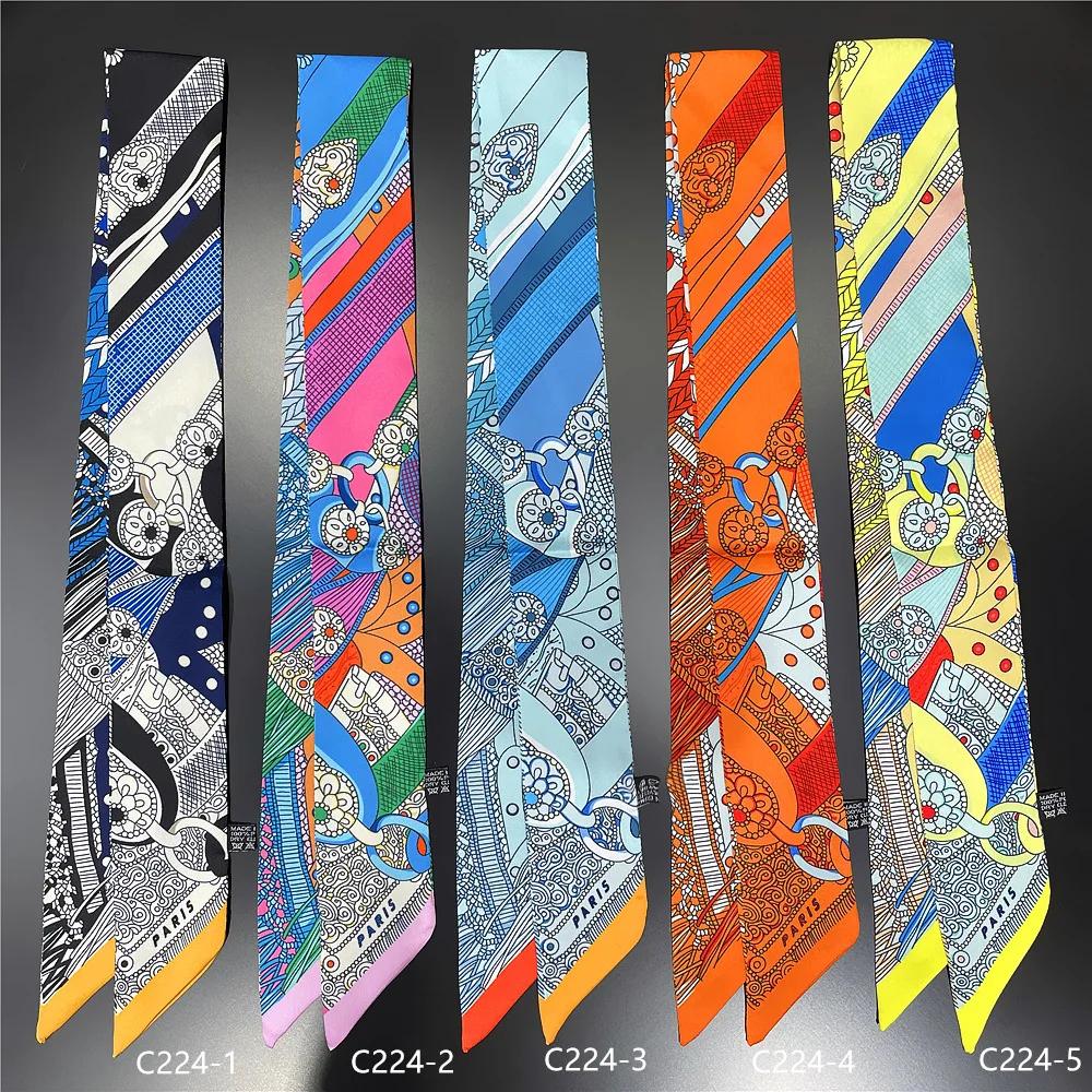 Magnifique Foulard d'été imprimé selle, Design de marque pour femmes, sac slim, bandeau pour cheveux