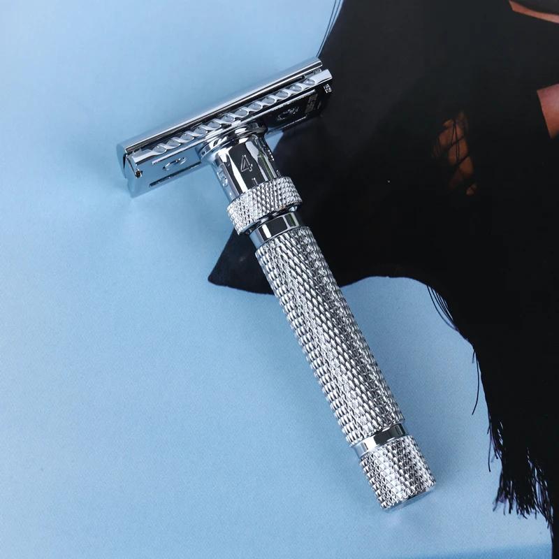 Yaqi – rasoir de sécurité pour hommes, ajustable, coupe finale, couleur chromée