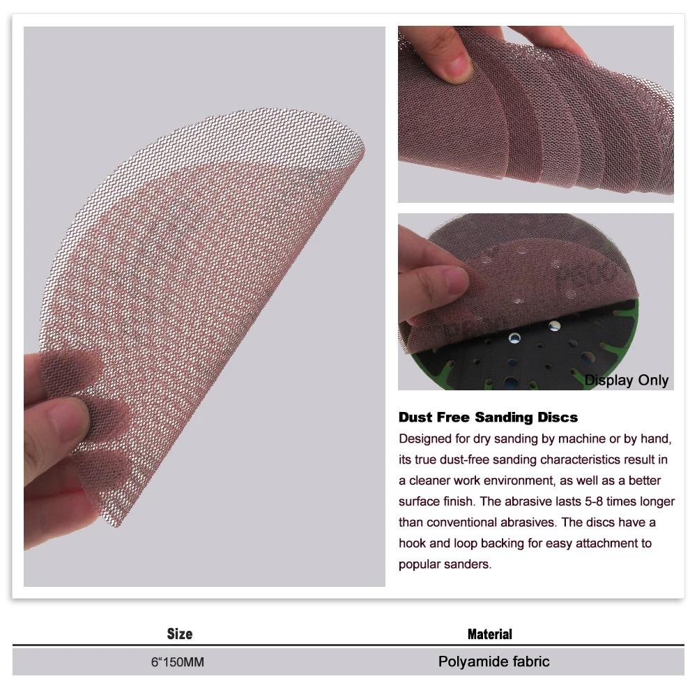 20 PC 6 pouces 150mm crochet boucle maille sans poussière Anti-blocage papier de verre abrasif 80-60