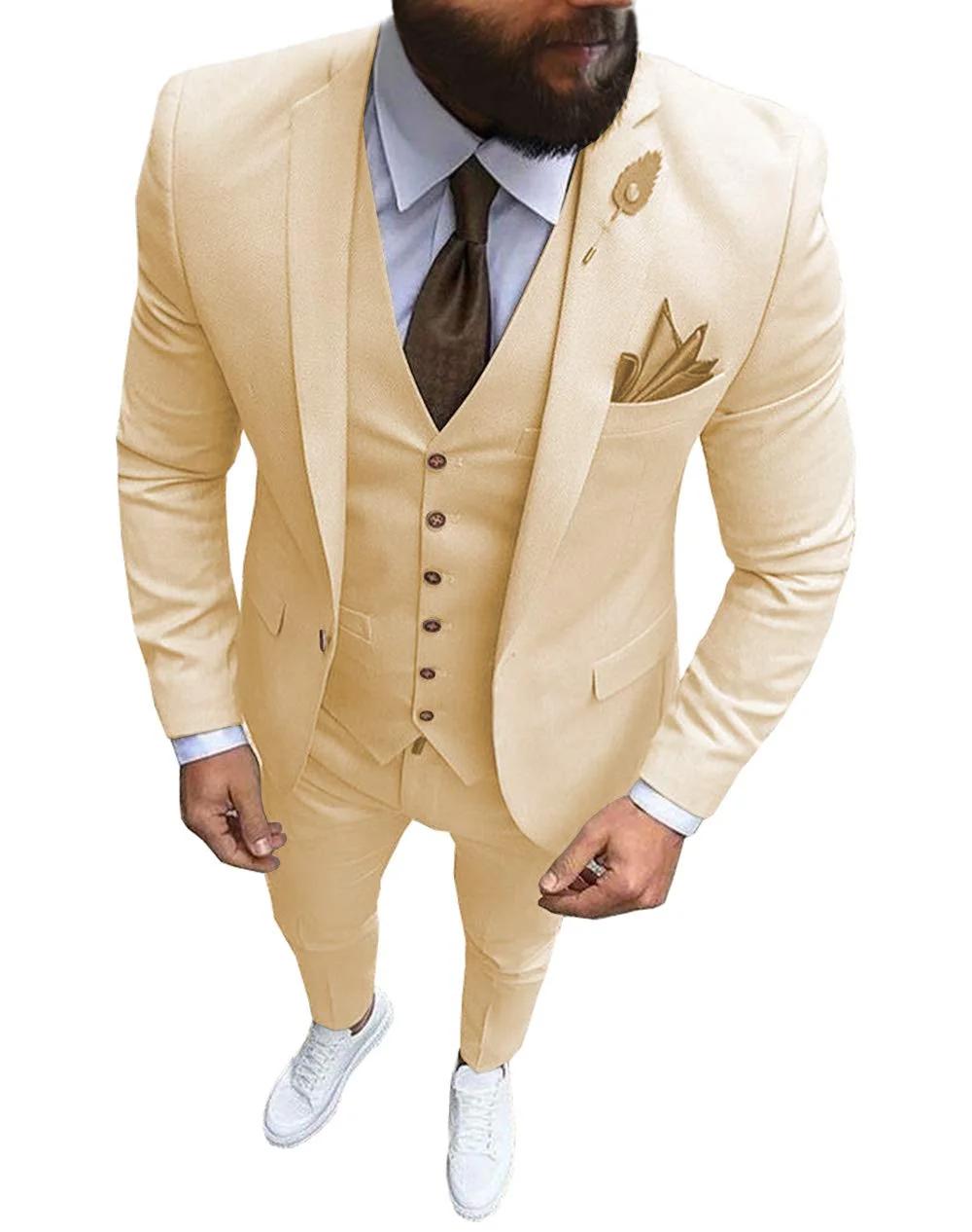 Costumes pour hommes, smoking de bal, coupe cintrée, 3 pièces, costumes de mariage pour marié, Blaze