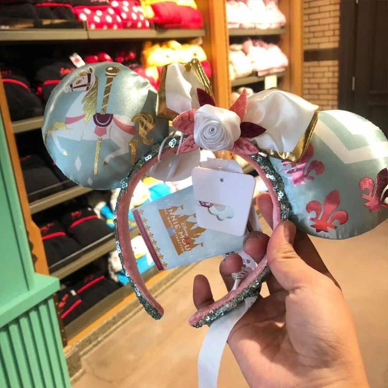 Bandeau à oreilles Mickey Disney en peluche à paillettes, pour adultes, enfants, femmes, filles, acc