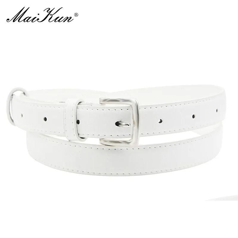 MaiKun – ceinture en cuir slim pour femmes, couleur unie, boucle ardillon, Simple, petite taille, co