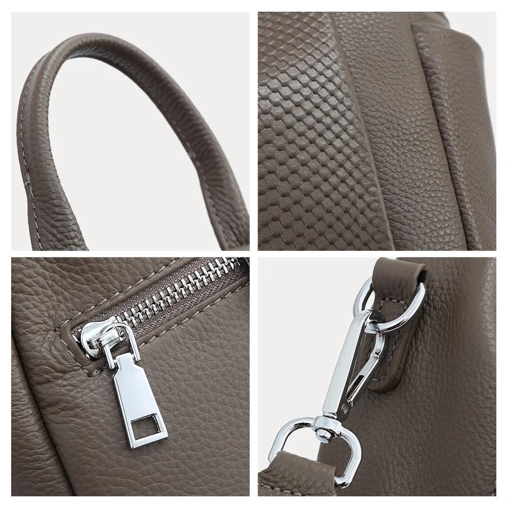 Zency-Sac à dos en cuir véritable pour femme, cartable Alligator Rivet, sac à dos initié par une fem