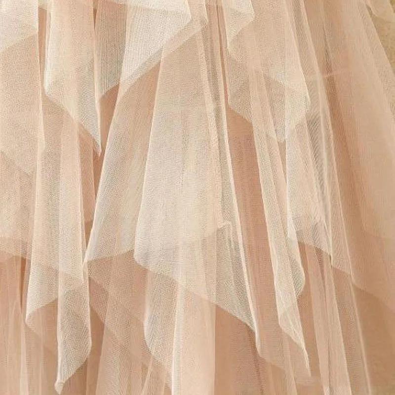 Jupes mi-longues taille haute pour femmes, jupes en tulle monochromes, maille blanche élégante et ch