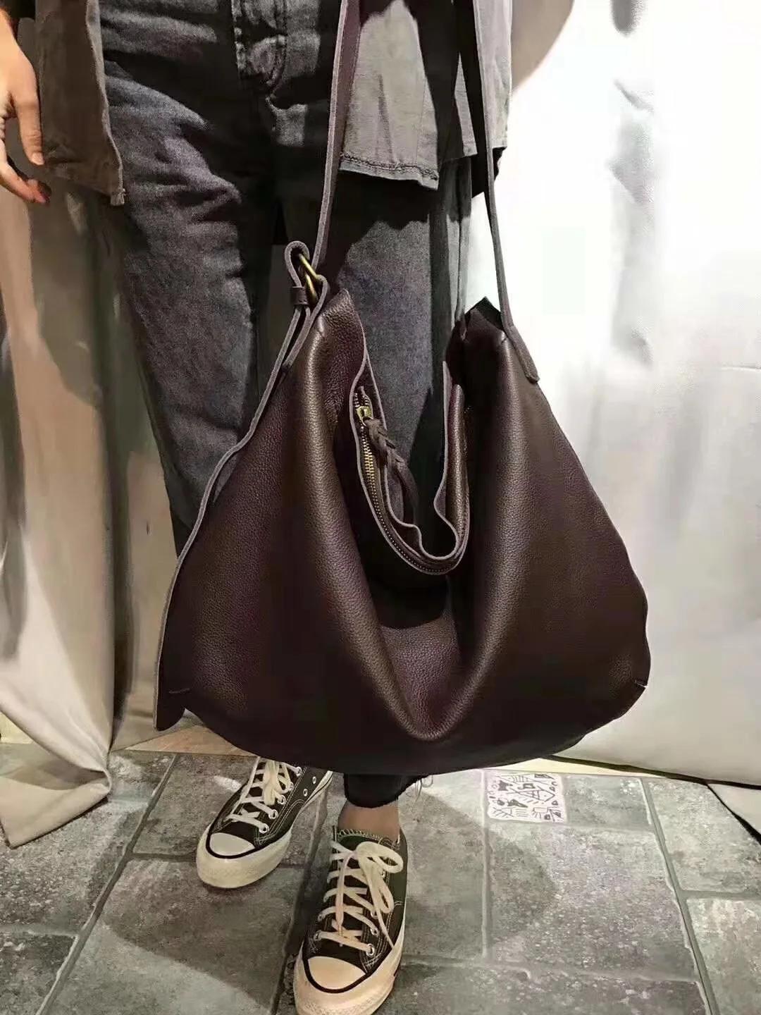 Sac à bandoulière en cuir véritable souple pour femmes, première couche de peau de vache, style rétr